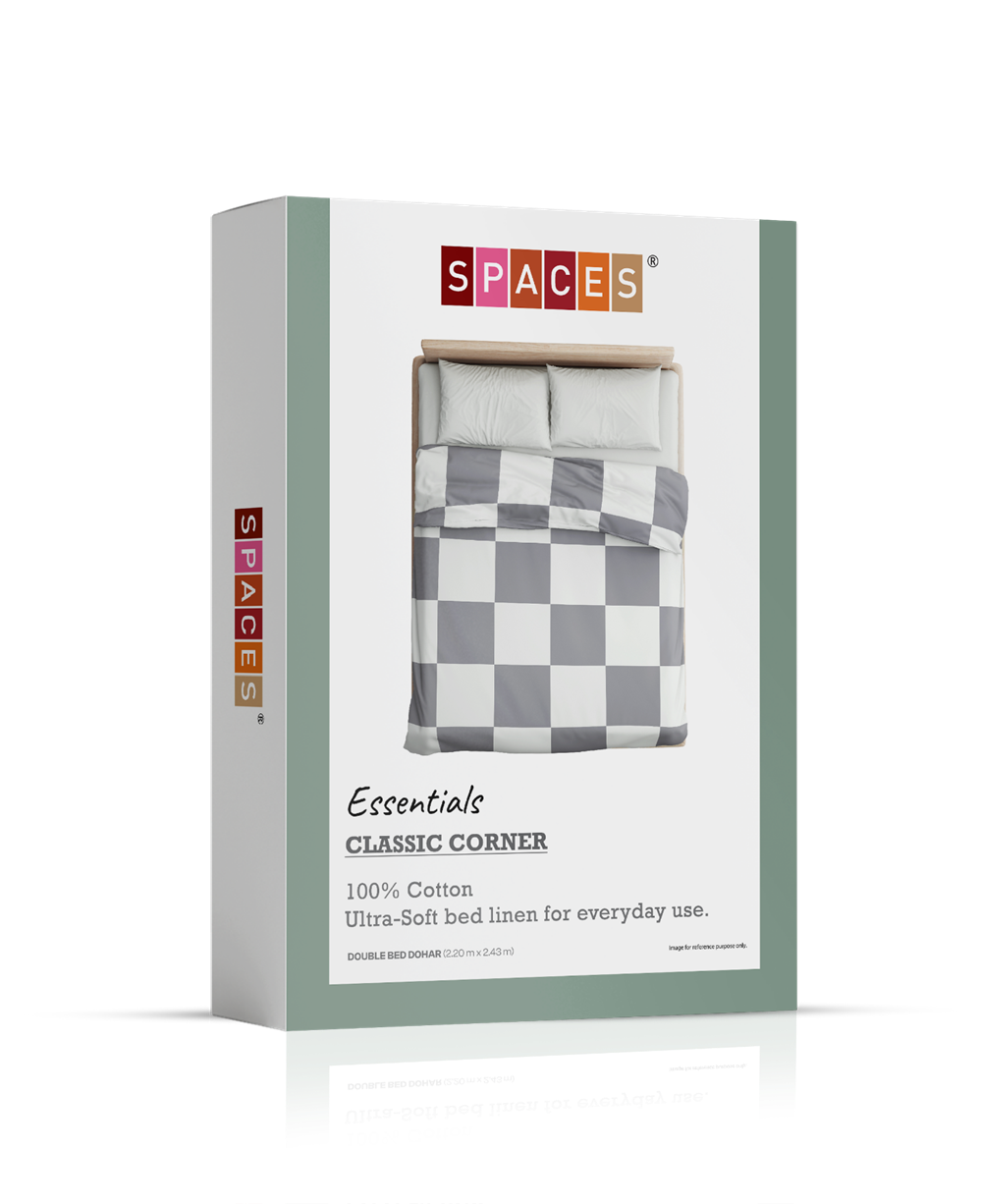 SPACES ESSENTIAL CLASSIC CORNER DOUBLE BED QUILT