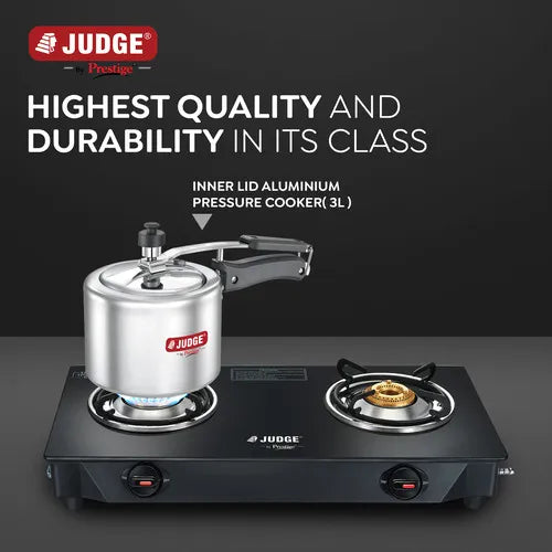 Judge by Prestige 3L Basic Pressure Cooker (Inner Lid, Aluminium)|Sturdy Handles | Long Lasting Pressure Regulator| Anti Bulge Base
