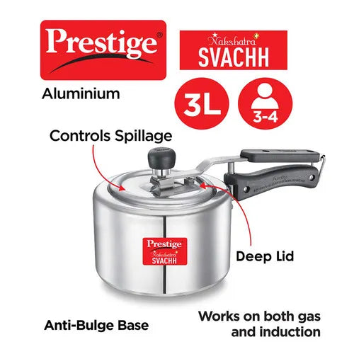 Prestige Nakshatra Plus Svachh Aluminium Spillage Control Pressure Cooker (Silver)