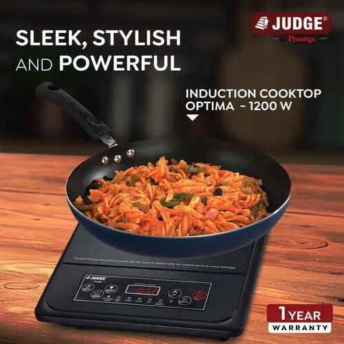 Judge by Prestige 1200 Watts Optima Induction Cooktop |Multiple Indian Menu Options | Timer Function