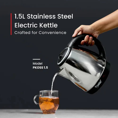 Prestige PKOSS Stainless Steel Electric Kettle 1500W (Silver)