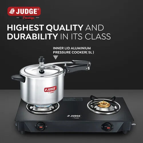 Judge by Prestige 5L Basic Pressure Cooker (Inner Lid, Aluminium)|Sturdy Handles | Long Lasting Pressure Regulator |Anti Bulge Base