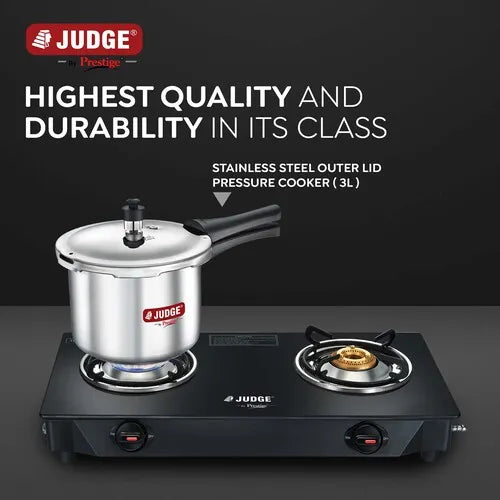 Judge by Prestige 3L Classic Stainless Steel Pressure Cooker (Outer Lid, Stainless Steel) |Sturdy Handles |Gas & Induction Compatible