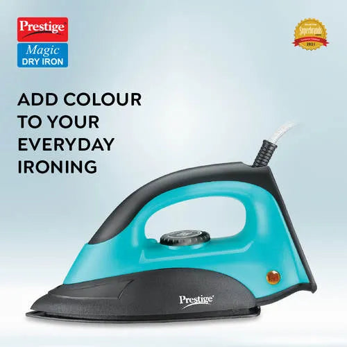 Prestige PDI 07 Magic Dry Iron 1000W with Greblon Coated Sole Plate (Blue, Black)