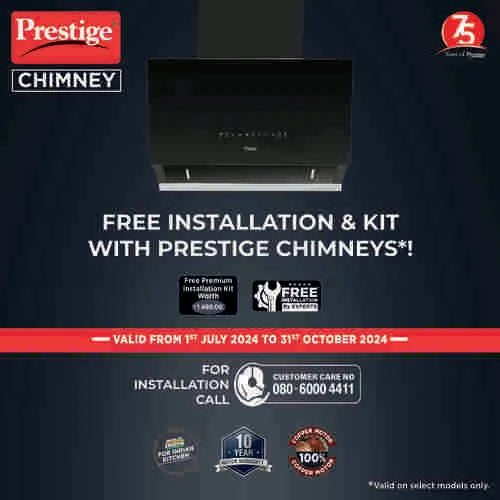 Prestige Provo 600 Kitchen Hood Chimney - Powerful Suction - 1000m3/hr
