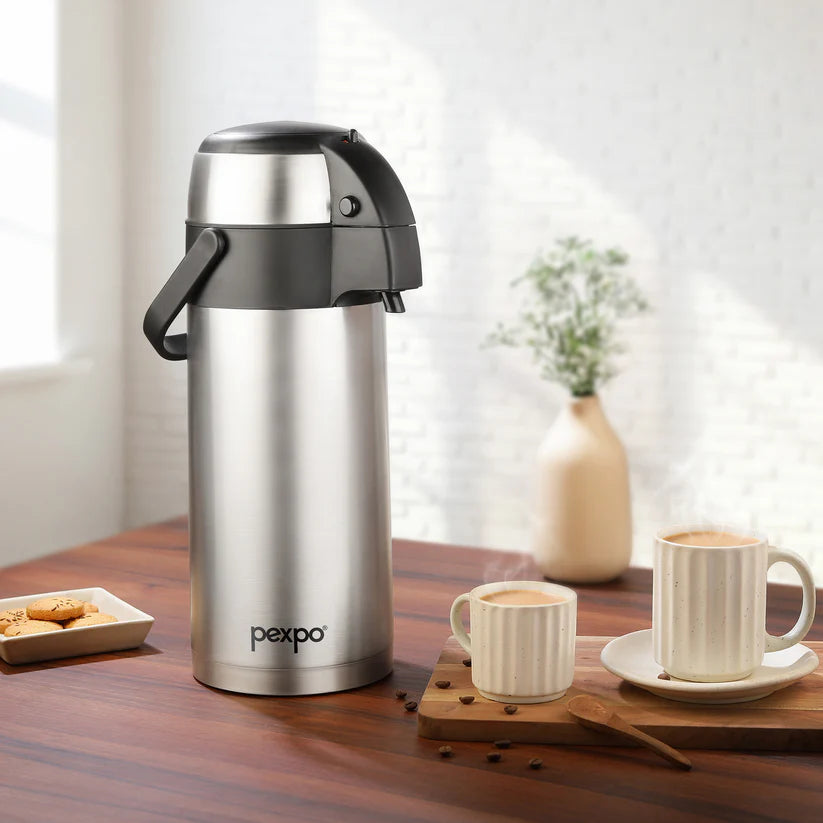 Pexpo AquaPort Double Walled Vacuum Insulated -Coffee/Tea Carafe Heat & Cold Retention 2500ML