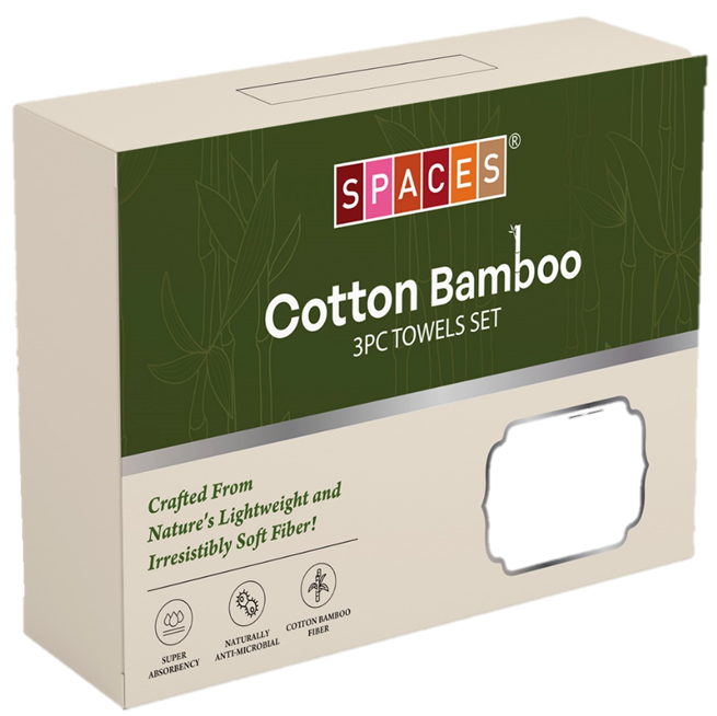 SPACES COTTON BAMBOO BATH TOWEL SET OF 3