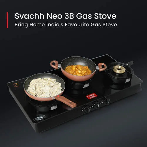 Prestige Svachh Neo Toughened Glasstop Gas Stove with Liftable Burners (Black)