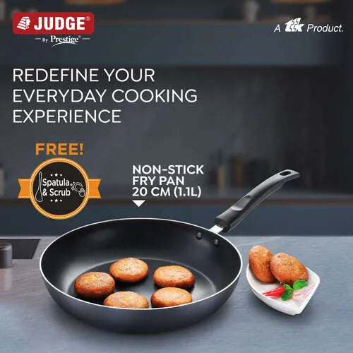 Judge by Prestige Everyday Non-Stick Fry Pan |Low Oil Cooking | Easy to Clean |Cool Touch Handle
