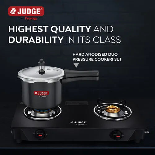 Judge by Prestige 3L Vista Hard Anodised DUO Pressure Cooker (Outer Lid)|Sturdy Handles |Gas & Induction Compatible | Gasket Release System