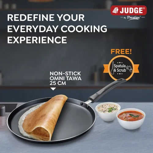 Judge by Prestige Everyday Omni Non-Stick Tawa| Low Oil Cooking | Easy to Clean |Cool Touch Handle