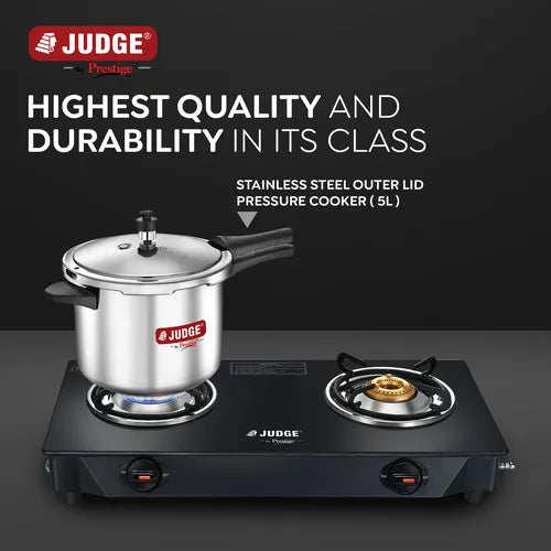 Judge by Prestige 5L Classic Stainless Steel Pressure Cooker (Outer Lid, Stainless Steel)|Sturdy Handles |Gas & Induction Compatible
