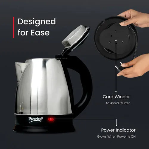 Prestige PKOSS Stainless Steel Electric Kettle 1500W (Silver)