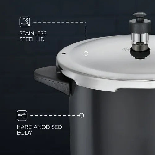 Judge by Prestige 5L Vista Hard Anodised DUO Pressure Cooker (Outer Lid)|Sturdy Handles |Gas & Induction Compatible | Gasket Release System