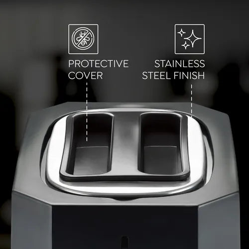 Prestige Slice Pop-up Toaster 750W | Elegant Stainless Steel Finish | Cancel Function & High Lift Lever | Black & Silver