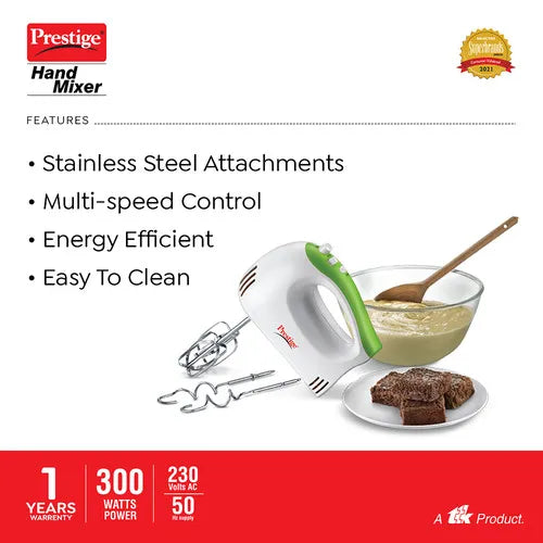 Prestige PHM 1.0 300-Watt Hand Blender with One Touch Turbo Button (Green White)