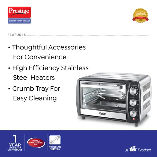 Prestige POTG 16 SS R Oven Toaster Griller with Rotisserie Function