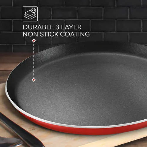 Judge by Prestige 25cm Deluxe Non-Stick Tawa | Sturdy Handles |Gas & Induction Compatible