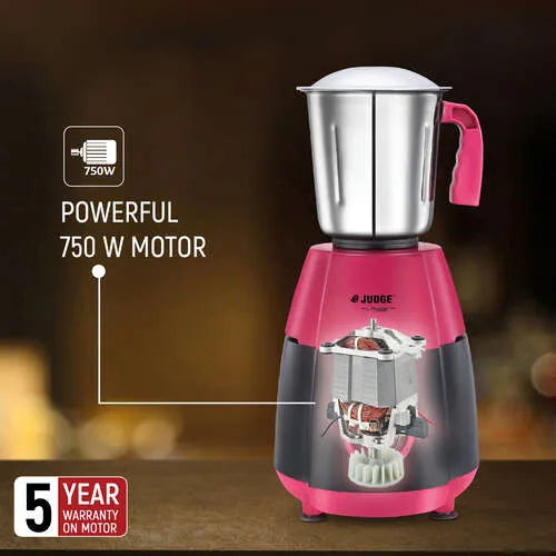 Judge By Prestige 750 Watts Aura Mixer Grinder with 3 Stainless Steel Jars|