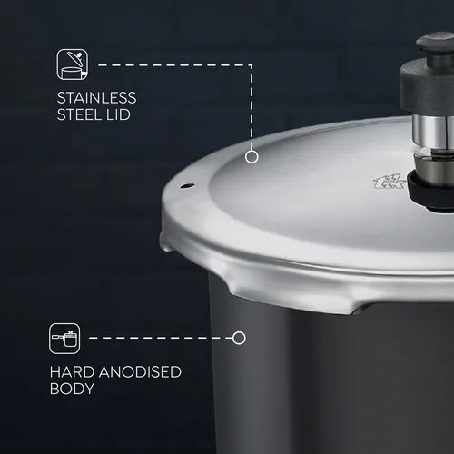 Judge by Prestige 3L Vista Hard Anodised DUO Pressure Cooker (Outer Lid)|Sturdy Handles |Gas & Induction Compatible | Gasket Release System