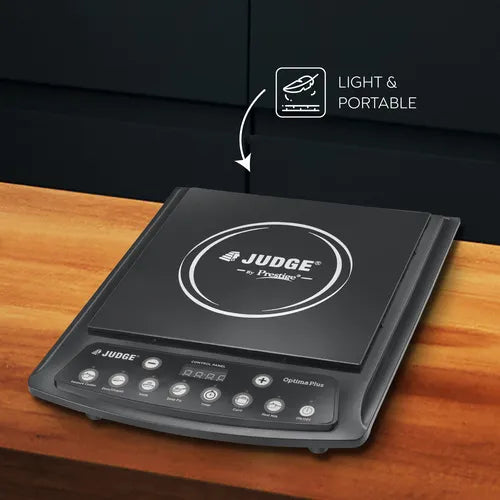 Judge by Prestige 1600 Watts Optima Plus Induction Cooktop | Pre-Set Indian Menu Options | Timer Function | Push Button | Easy to Clean