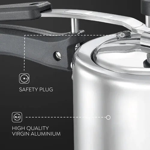Judge by Prestige 5L Basic Pressure Cooker (Inner Lid, Aluminium)|Sturdy Handles | Long Lasting Pressure Regulator |Anti Bulge Base