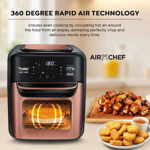 Prestige Air Chef 12 Litre Air Oven| 360 Degree Rapid Air Technology| 10 Preset Menus |Unique Multi-Level Design| Smoke-Free Technology