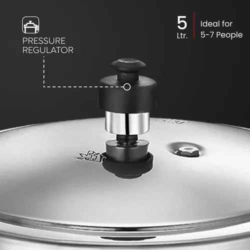 Judge by Prestige 5L Classic Stainless Steel Pressure Cooker (Outer Lid, Stainless Steel)|Sturdy Handles |Gas & Induction Compatible