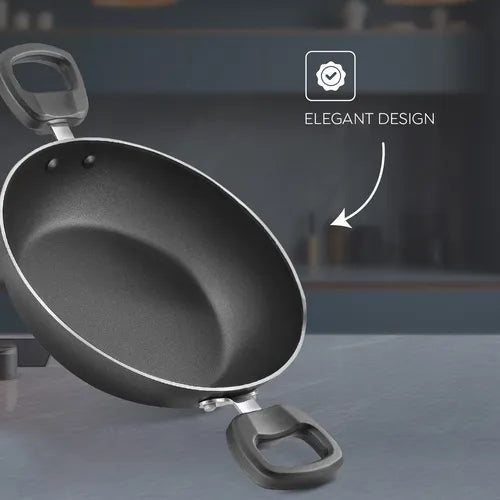 Judge by Prestige Everyday Non-Stick Kadhai with Glass lid | Low Oil Cooking | Easy to Clean | Cool Touch Handles