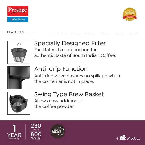 Prestige PCMD 4.0 Coffee Maker 800 W, 0.7L