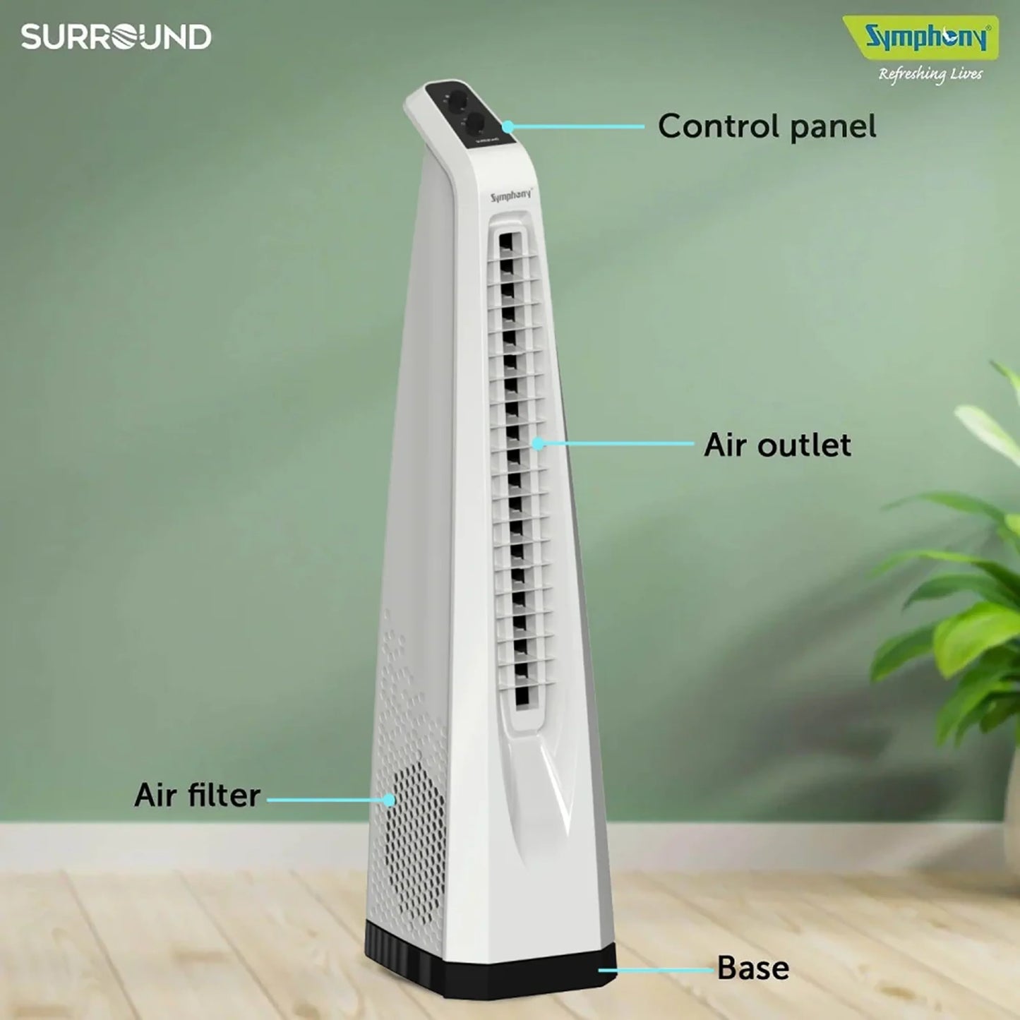 Surround Bladeless Tower Fan with Knob Control