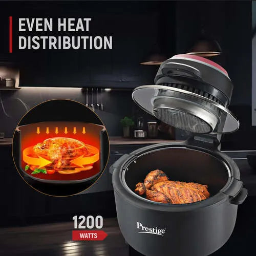 Prestige Multi-Chef All-in-One Air Fryer |80% less Oil Consumption|6.5L Capacity |1200 Watts Power |Airfry, Oven, Toast, Grill |See Through Lid |Advance Digital Display |Even Heat Distribution |Black