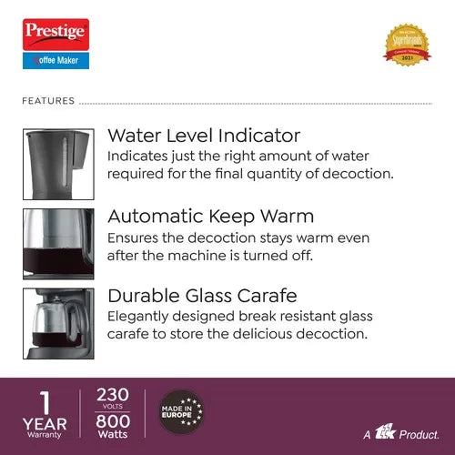 Prestige PCMD 4.0 Coffee Maker 800 W, 0.7L