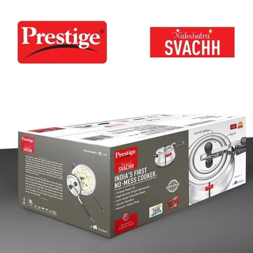 Prestige Nakshatra Plus Svachh Aluminium Spillage Control Handi Pressure Cooker (Silver)