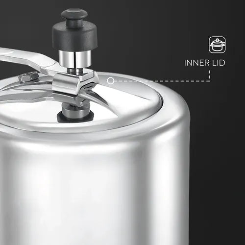 Judge by Prestige 5L Basic Pressure Cooker (Inner Lid, Aluminium)|Sturdy Handles | Long Lasting Pressure Regulator |Anti Bulge Base
