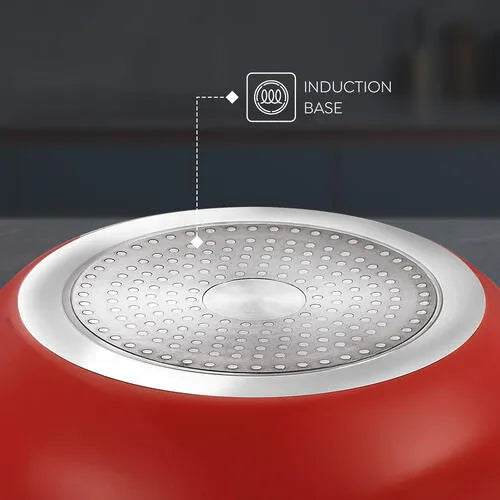 Judge by Prestige Deluxe Non-Stick Kadai with Glass Lid | 3 Layers Coating | Gas & Induction Compatible |Metal Spoon Friendly