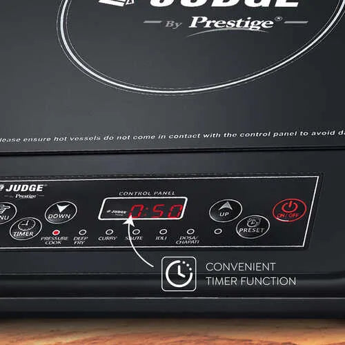 Judge by Prestige 1200 Watts Optima Induction Cooktop |Multiple Indian Menu Options | Timer Function