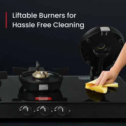 Prestige Svachh Neo Toughened Glasstop Gas Stove with Liftable Burners (Black)