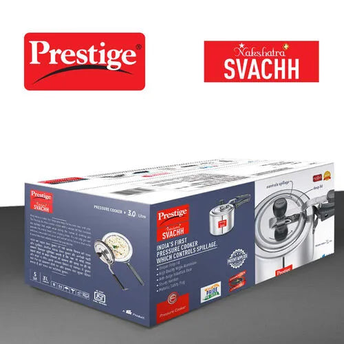 Prestige Nakshatra Plus Svachh Aluminium Spillage Control Pressure Cooker (Silver)