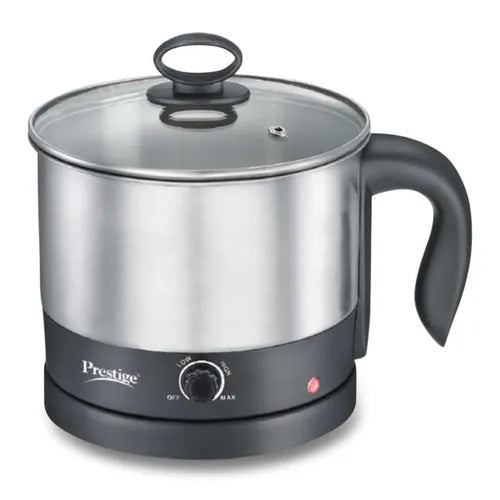Prestige 1L PMC 1.0 Plus Multi Kettle / Multi Cooker| Glass Lid with Stainless Steel rim |Temperature Control |Power Indictor (Silver, Black)