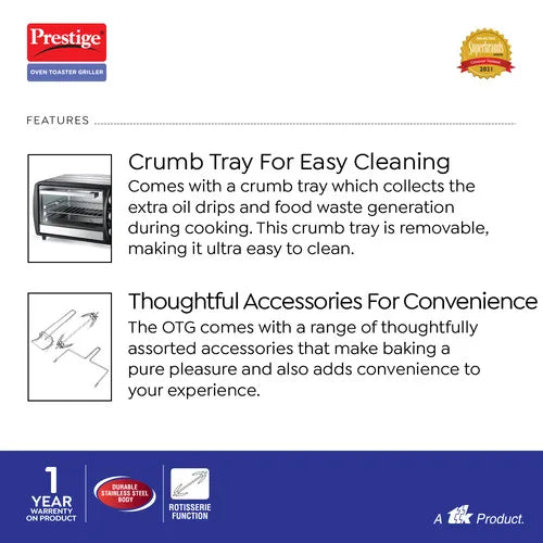 Prestige POTG 16 SS R Oven Toaster Griller with Rotisserie Function