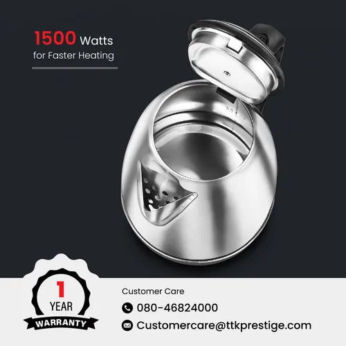Prestige PKOSS Stainless Steel Electric Kettle 1500W (Silver)