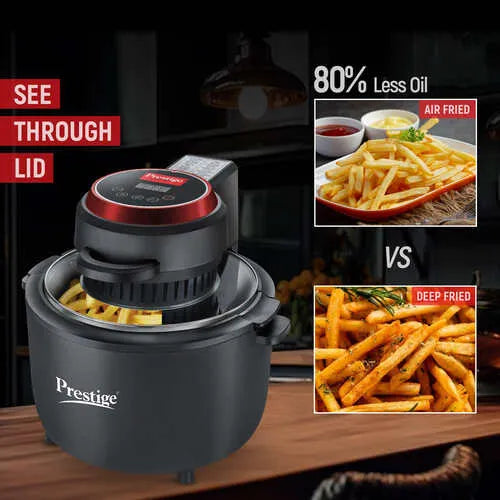 Prestige Multi-Chef All-in-One Air Fryer |80% less Oil Consumption|6.5L Capacity |1200 Watts Power |Airfry, Oven, Toast, Grill |See Through Lid |Advance Digital Display |Even Heat Distribution |Black