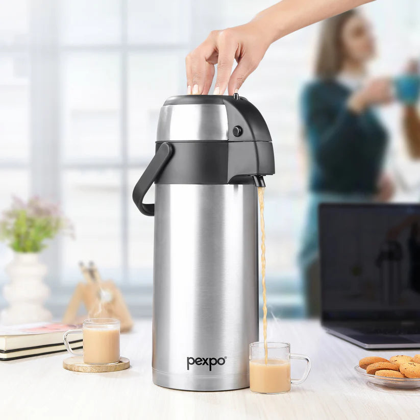Pexpo AquaPort Double Walled Vacuum Insulated -Coffee/Tea Carafe Heat & Cold Retention 2500ML