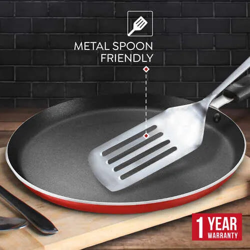 Judge by Prestige 25cm Deluxe Non-Stick Tawa | Sturdy Handles |Gas & Induction Compatible