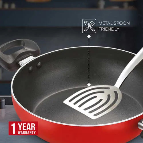 Judge by Prestige Deluxe Non-Stick Kadai with Glass Lid | 3 Layers Coating | Gas & Induction Compatible |Metal Spoon Friendly