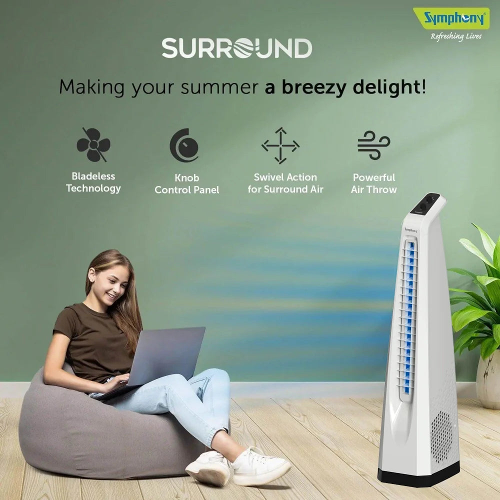 Surround Bladeless Tower Fan with Knob Control