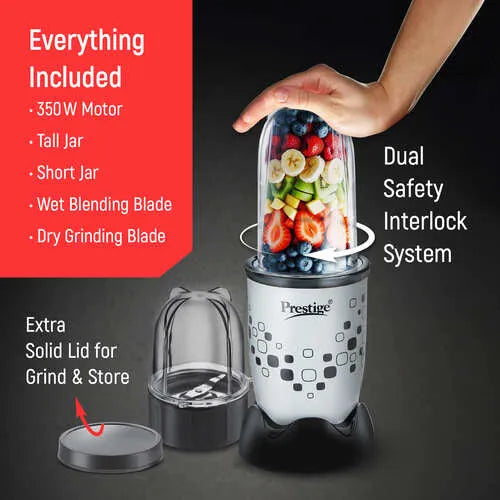Prestige 350 Watts Nutri-Mix 2.0 Mixer Grinder with 2 Jars |Compact Design| Multipurpose Jars |Inter-Lock System| Sipper Lids