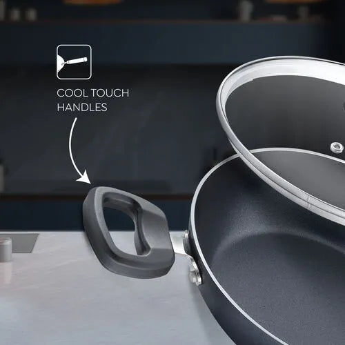 Judge by Prestige Everyday Non-Stick Kadhai | Low Oil Cooking | Easy to Clean | Cool Touch Handles