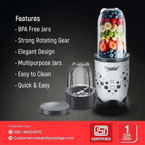 Prestige 350 Watts Nutri-Mix 2.0 Mixer Grinder with 2 Jars |Compact Design| Multipurpose Jars |Inter-Lock System| Sipper Lids